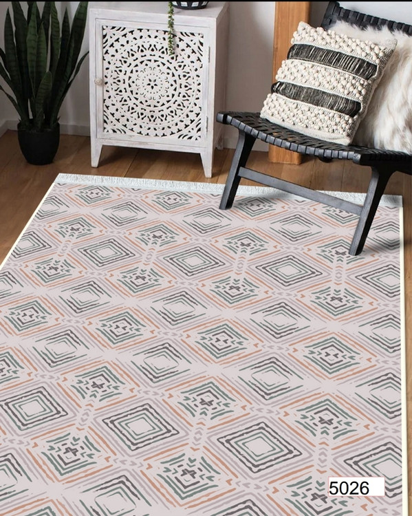 خرید ارزان فرشینه اصفهان طرح قشقایی فرشینه آفتاب کد5026مخمل شانل استپدار