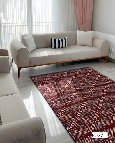 خرید ارزان فرشینه اصفهان طرح قشقایی فرشینه آفتاب کد5027مخمل شانل استپدار