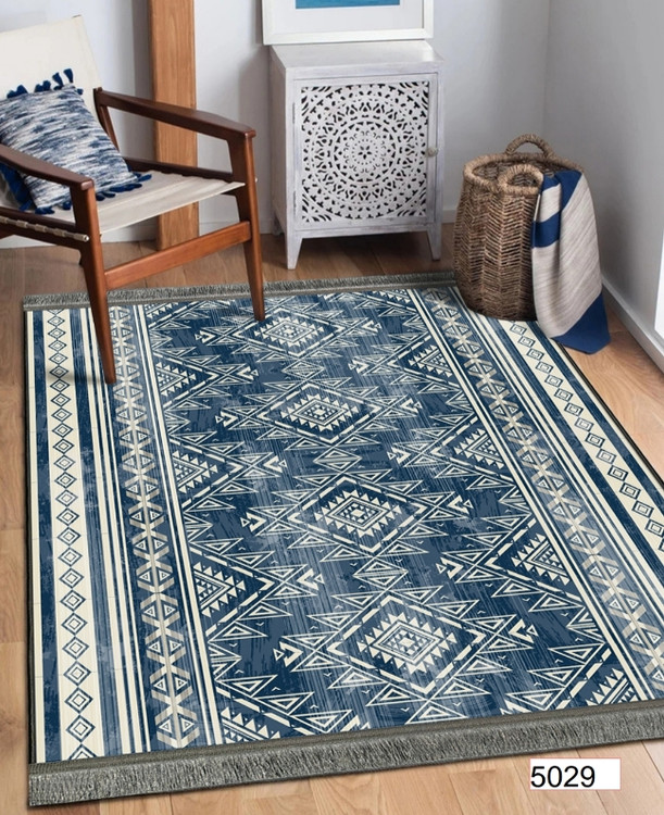 خرید ارزان فرشینه اصفهان طرح قشقایی فرشینه آفتاب کد5029مخمل شانل استپدار