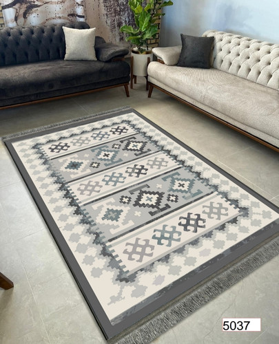 خرید ارزان فرشینه اصفهان طرح قشقایی فرشینه آفتاب کد5037مخمل شانل استپدار