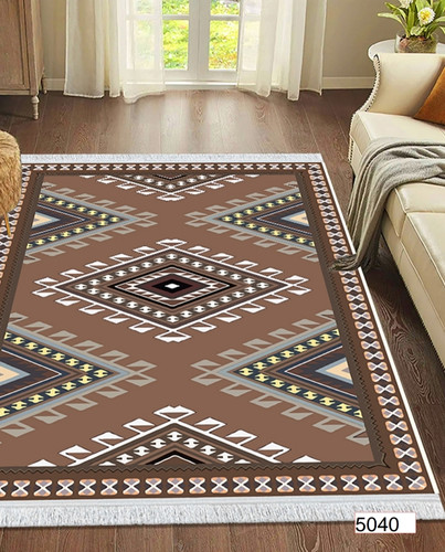 خرید ارزان فرشینه اصفهان طرح قشقایی فرشینه آفتاب کد5040مخمل شانل استپدار