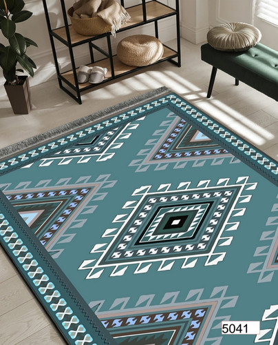 خرید ارزان فرشینه اصفهان طرح قشقایی فرشینه آفتاب کد5041مخمل شانل استپدار