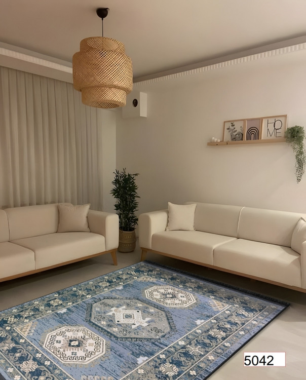 خرید ارزان فرشینه اصفهان طرح قشقایی فرشینه آفتاب کد5042مخمل شانل استپدار