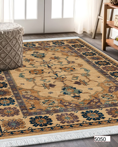 فرشینه اصفهان طرح قشقایی فرشینه آفتاب کد5050مخمل شانل استپدار