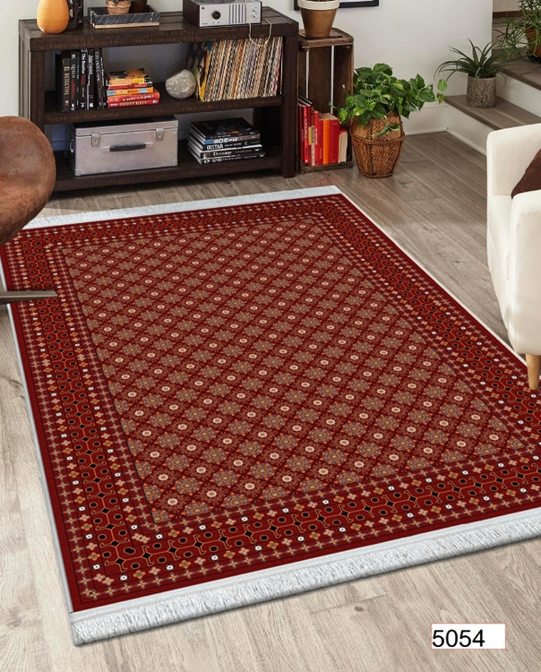 خرید ارزان فرشینه اصفهان طرح قشقایی فرشینه آفتاب کد5054مخمل شانل استپدار