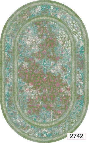 خرید ارزان فرشینه بیضی اصفهان فرشینه آفتاب کد2742مخمل شانل استپدار