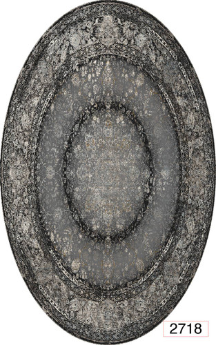 خرید ارزان فرشینه بیضی اصفهان فرشینه آفتاب کد2718مخمل شانل استپدار