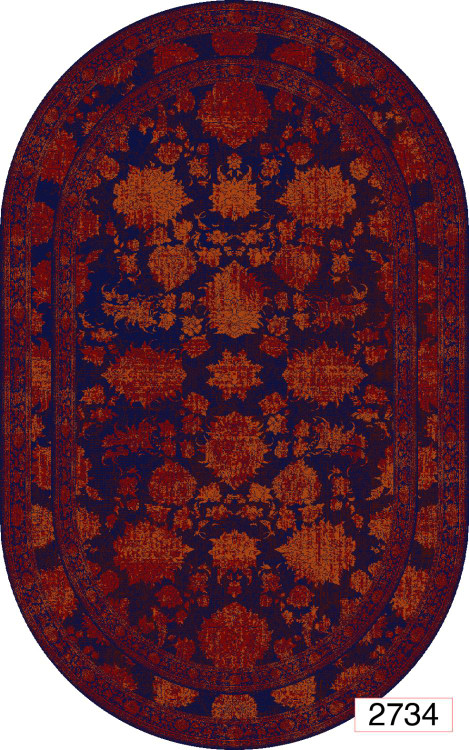 خرید ارزان فرشینه بیضی اصفهان فرشینه آفتاب کد2734مخمل شانل استپدار