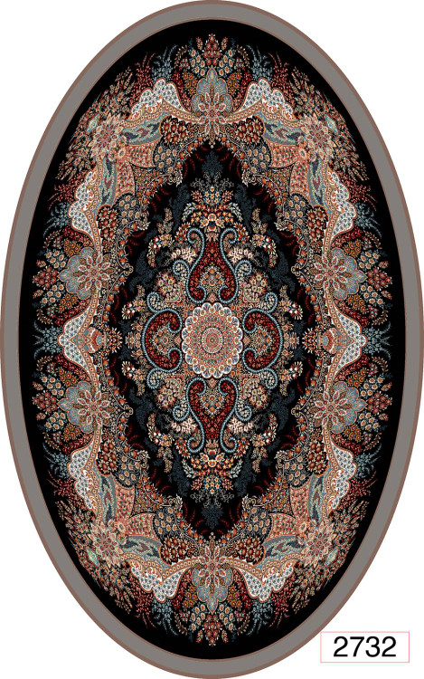 خرید ارزان فرشینه بیضی اصفهان فرشینه آفتاب کد2732مخمل شانل استپدار