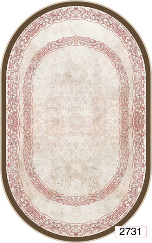 خرید ارزان فرشینه بیضی اصفهان فرشینه آفتاب کد2731مخمل شانل استپدار