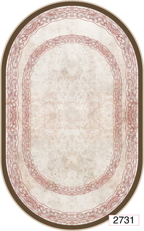 خرید ارزان فرشینه بیضی اصفهان فرشینه آفتاب کد2731مخمل شانل استپدار