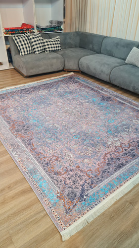 خرید ارزان فرشینه وینتیج فرشینه آفتاب کدL509مخمل شانل استپدار