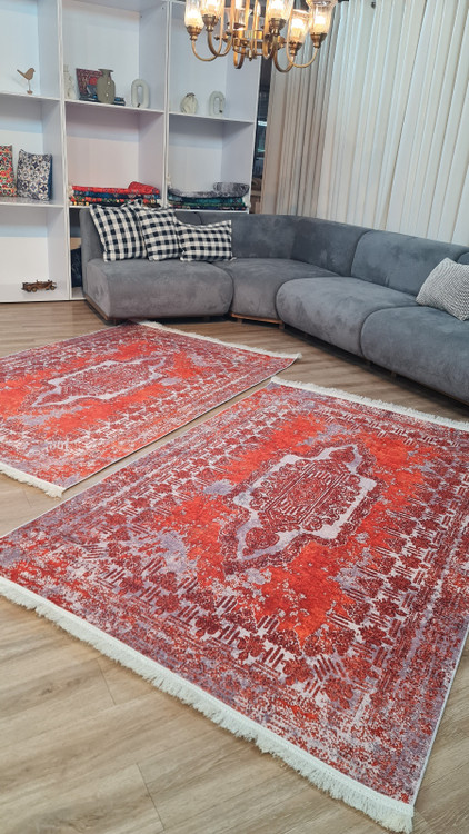 خرید ارزان فرشینه وینتیج فرشینه آفتاب کدH444مخمل شانل استپدار