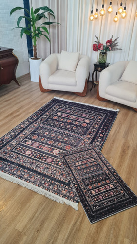 خرید ارزان فرشینه آفتاب کدL283مخمل شانل استپدار