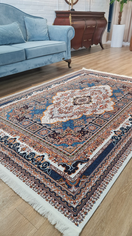 خرید ارزان فرشینه آفتاب کدH206مخمل شانل استپدار