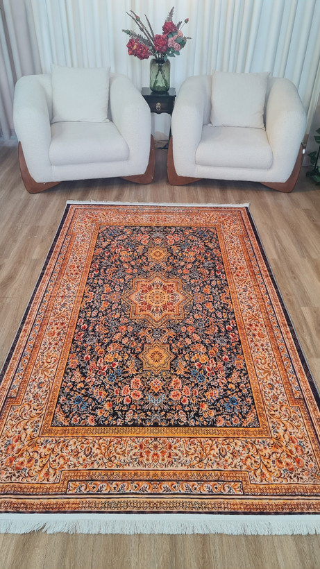 خرید ارزان فرشینه آفتاب کدU76مخمل شانل استپدار