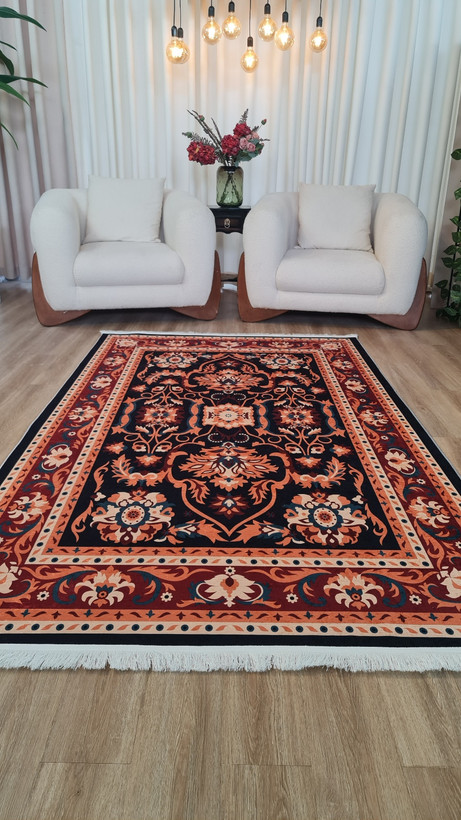 خرید ارزان فرشینه آفتاب کدU107مخمل شانل استپدار