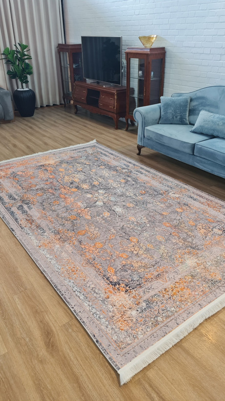 خرید مناسب و خرید ارزان فرشینه سنتی وینتیج فرشینه آفتاب کد L128مخمل شانل ترک استپدار