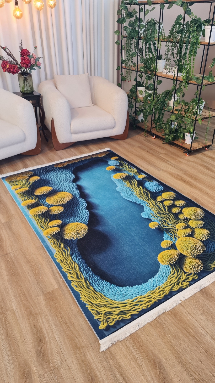 خرید ارزان فرشینه فانتزی فرشینه آفتاب کد9122مخمل شانل ترک استپدار