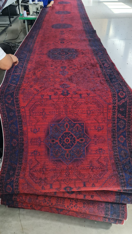 خرید ارزان فرش راهرو و کناره فرشینه آفتاب کدRoll132مخمل شانل استپدار