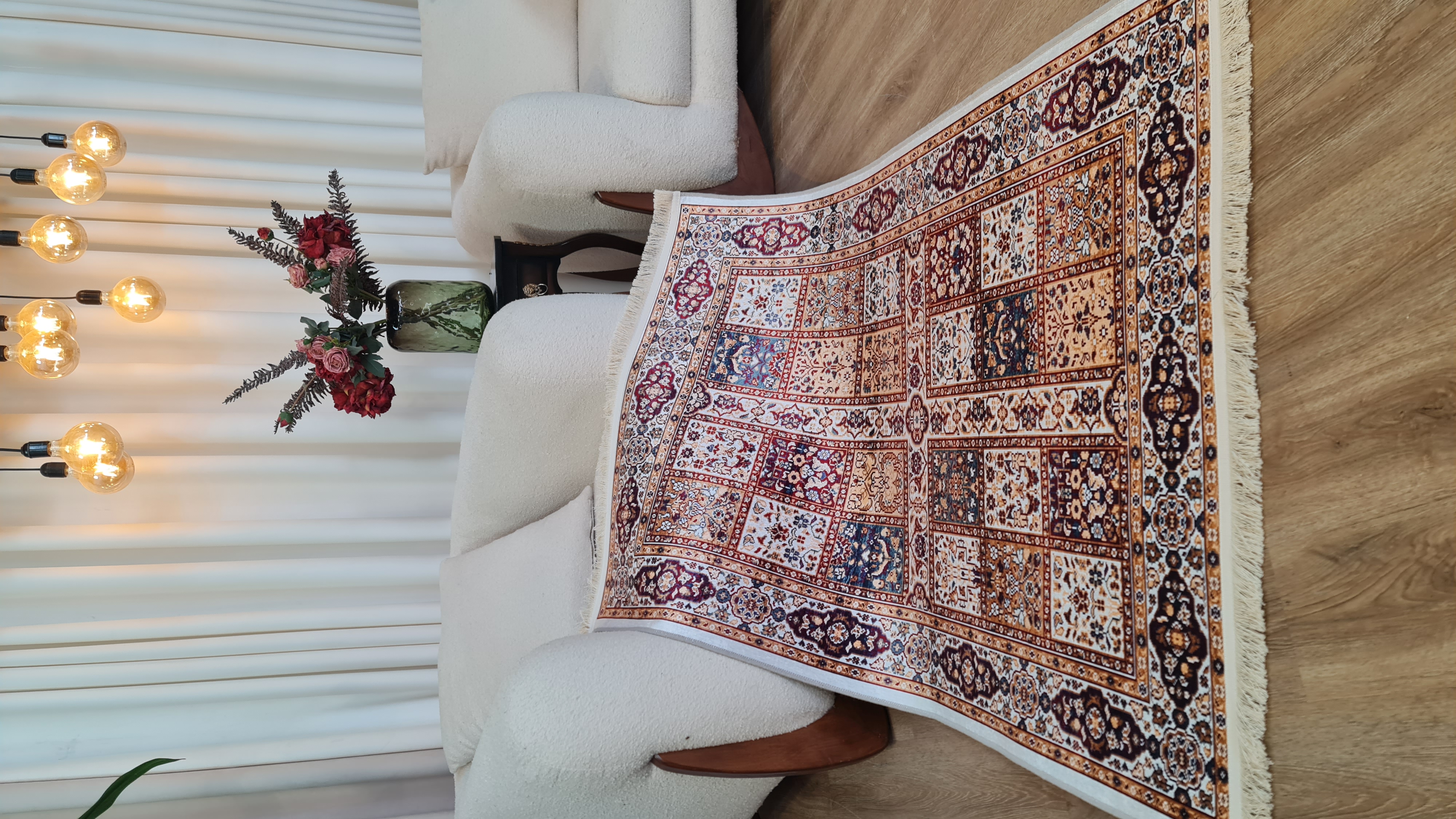 فرشینه خشتی فرشینه آفتاب کد A163مخمل شانل ترک استپدار