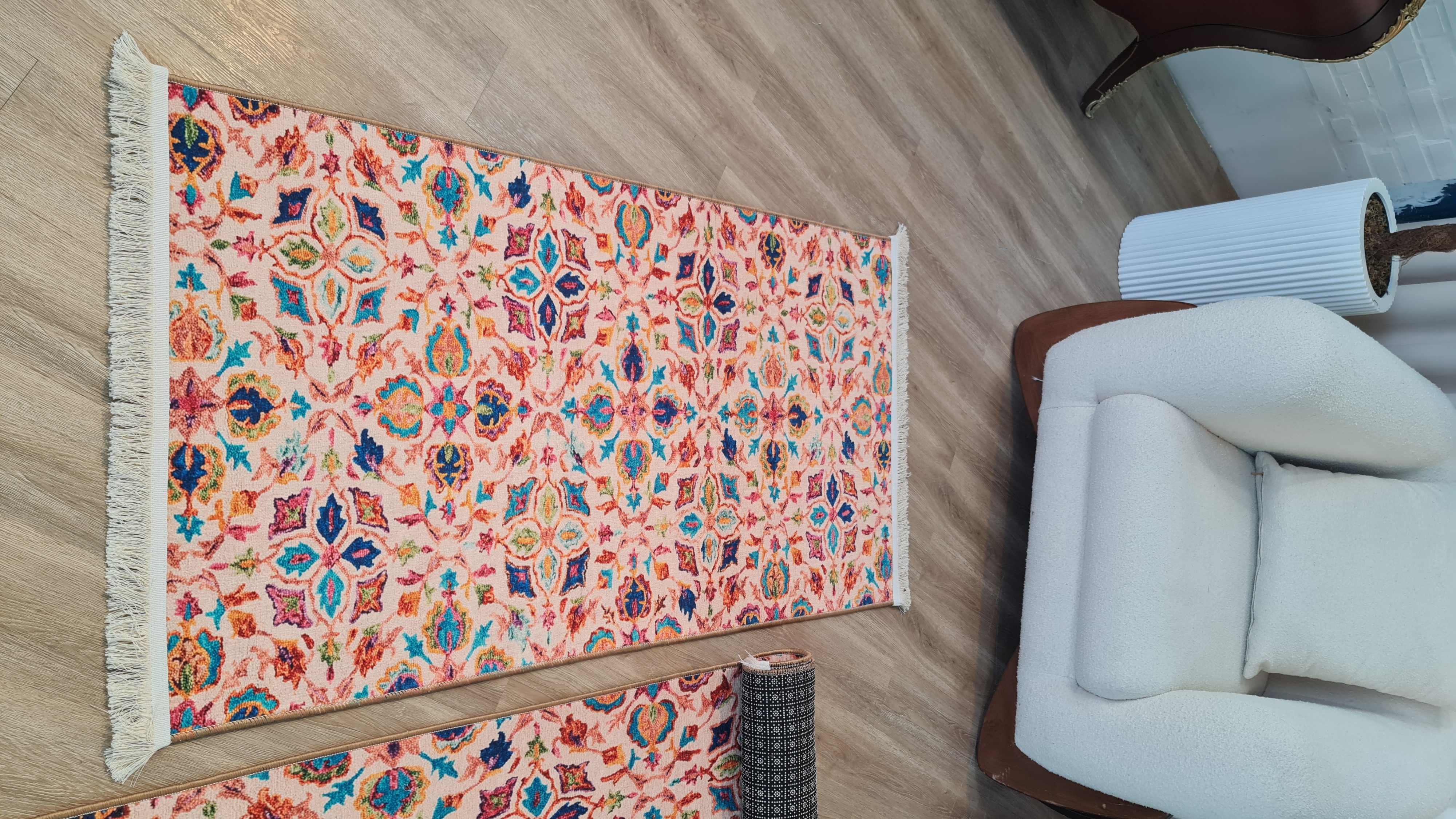 خرید ارزان فرش راهرو و کناره فرشینه آفتاب کدRoll139مخمل شانل استپدار