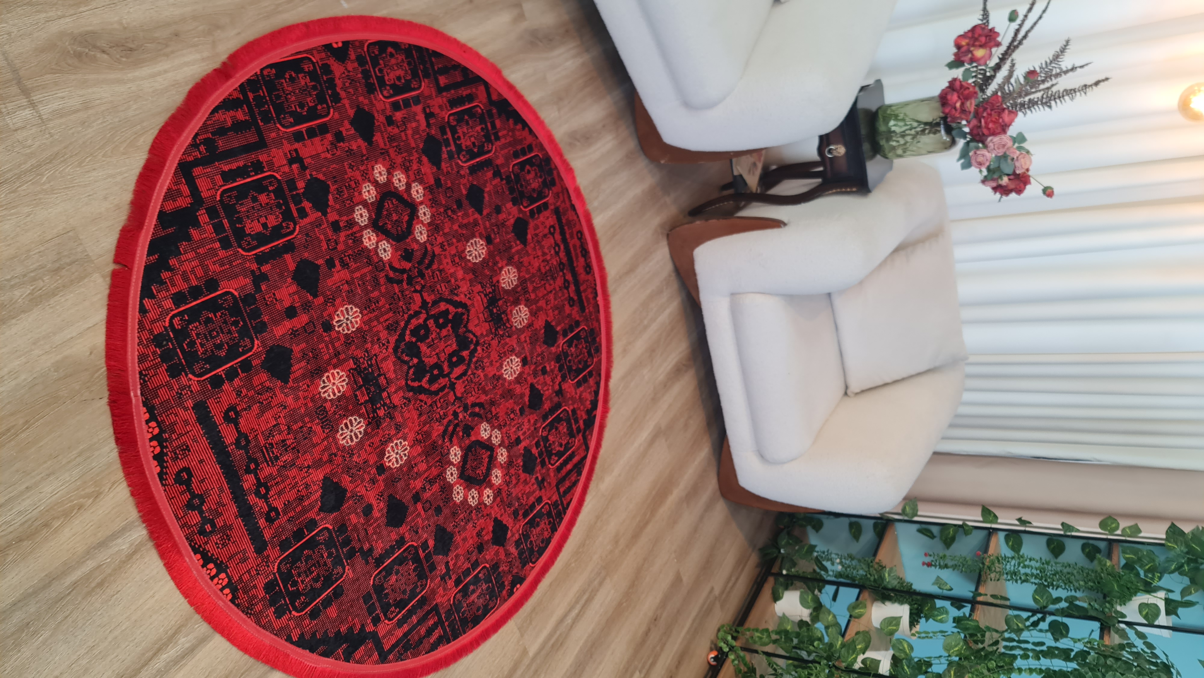 خرید ارزان فرشینه گرد فرشینه آفتاب کدL221مخمل شانل  استپدار
