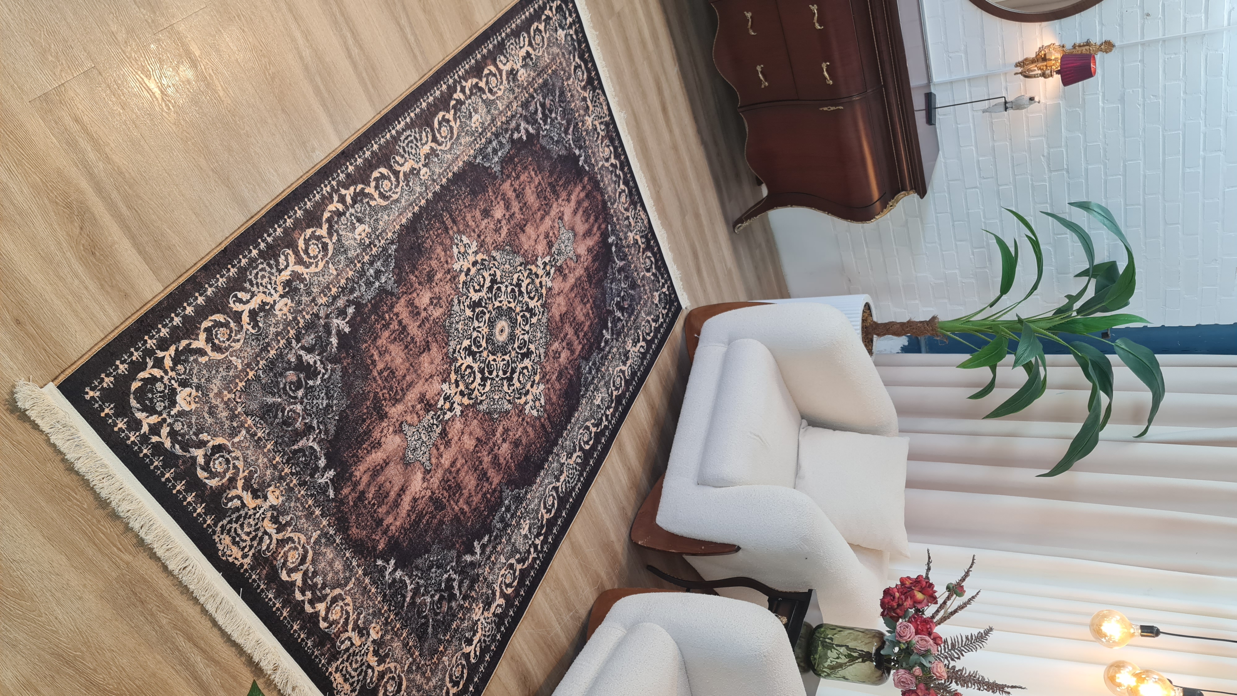 خرید ارزان فرشینه آفتاب  کدU675مخمل شانل استپدار
