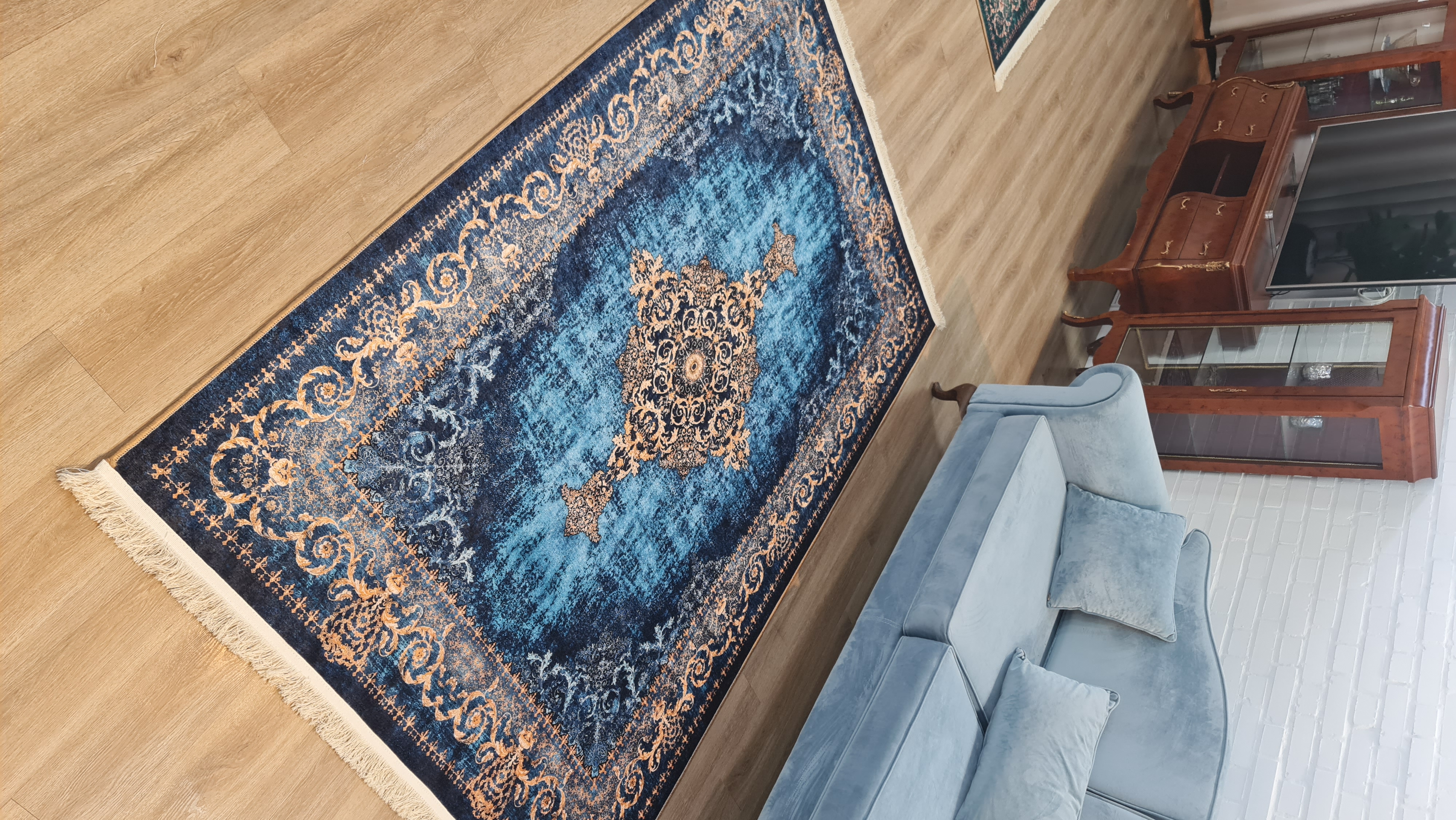 خرید ارزان فرشینه آفتاب  کدU674مخمل شانل استپدار