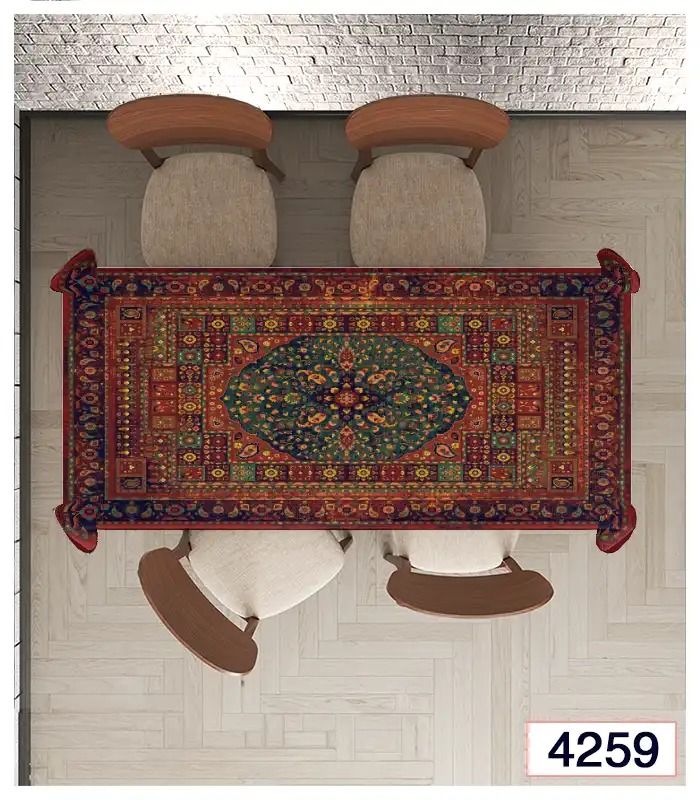 رومیزی و زیر سفره مخمل برند فرشینه آفتاب کد4259