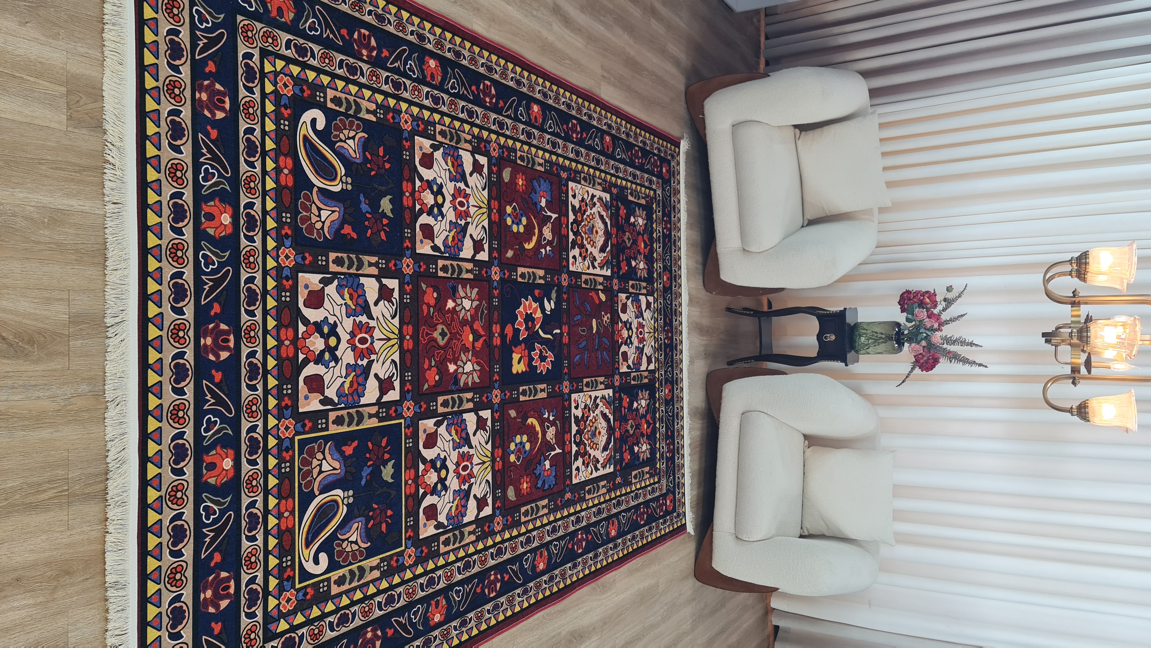 فرشینه خشتی فرشینه آفتاب کد A140مخمل شانل ترک استپدار