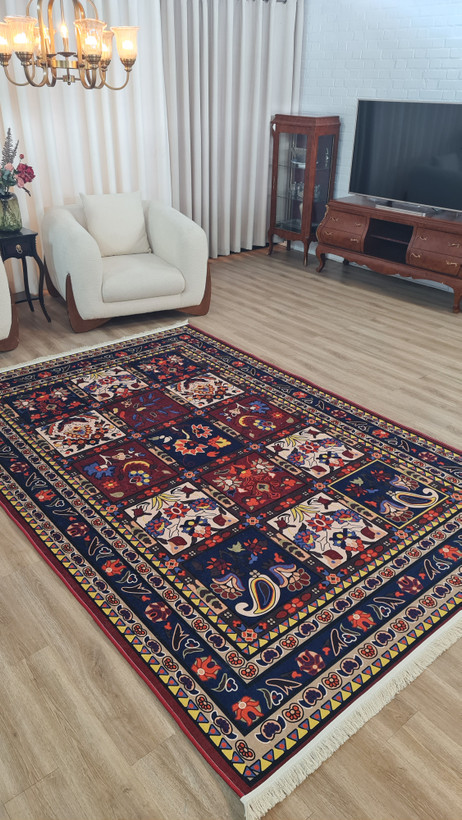 فرشینه خشتی فرشینه آفتاب کد A140مخمل شانل ترک استپدار