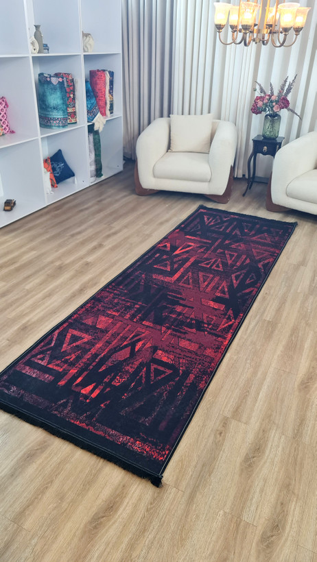 فرشینه قرمز وینتیج فرشینه آفتاب کدL656مخمل شانل استپدار