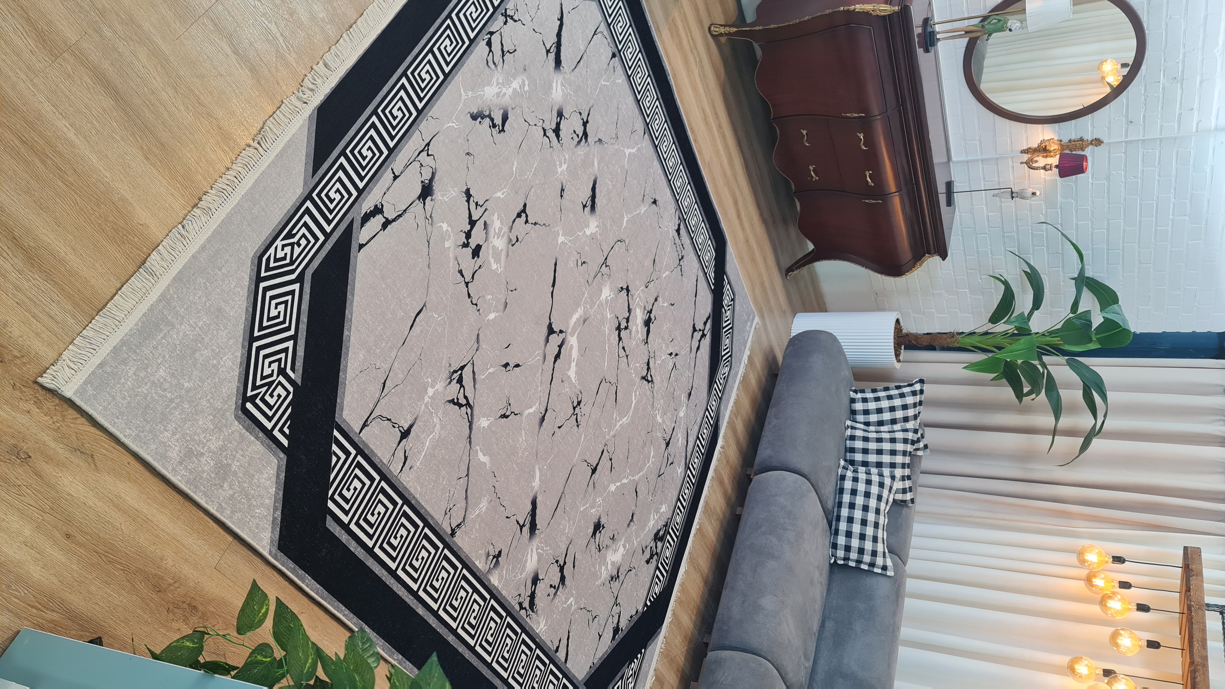 فرشینه ورساچه فرشینه آفتاب کد D04مخمل شانل ترک استپدار