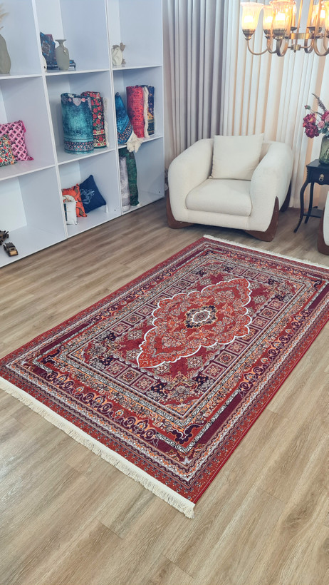 فرشینه لاکی سنتی فرشینه آفتاب کدU599مخمل شانل استپدار