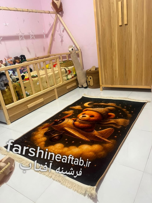 خرید ارزان فرشینه آفتاب فرشینه کودکU061مخمل شانل ترک استپدار