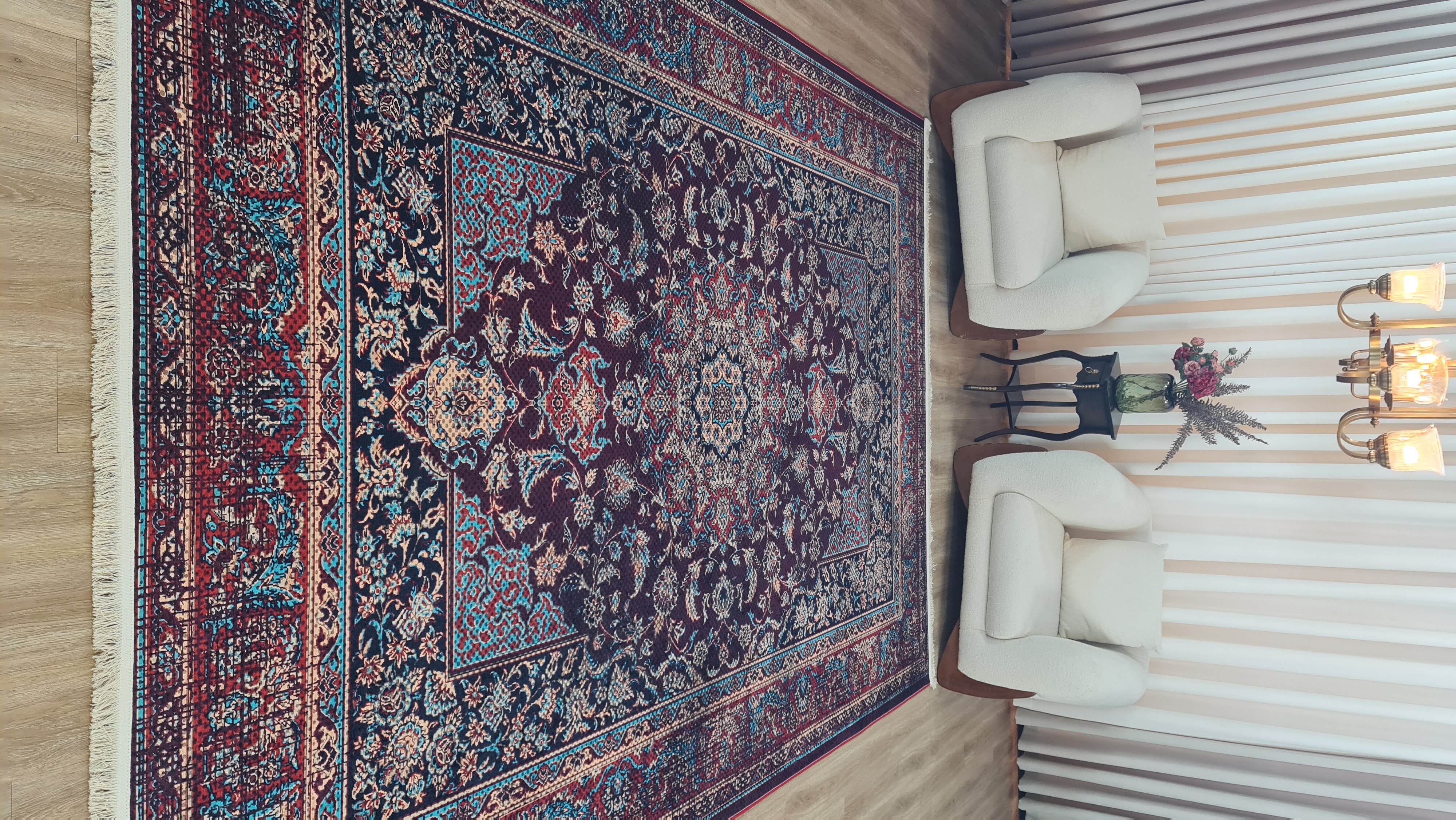 خرید ارزان فرشینه لاکی فرشینه آفتاب کد A157مخمل شانل ترک استپدار