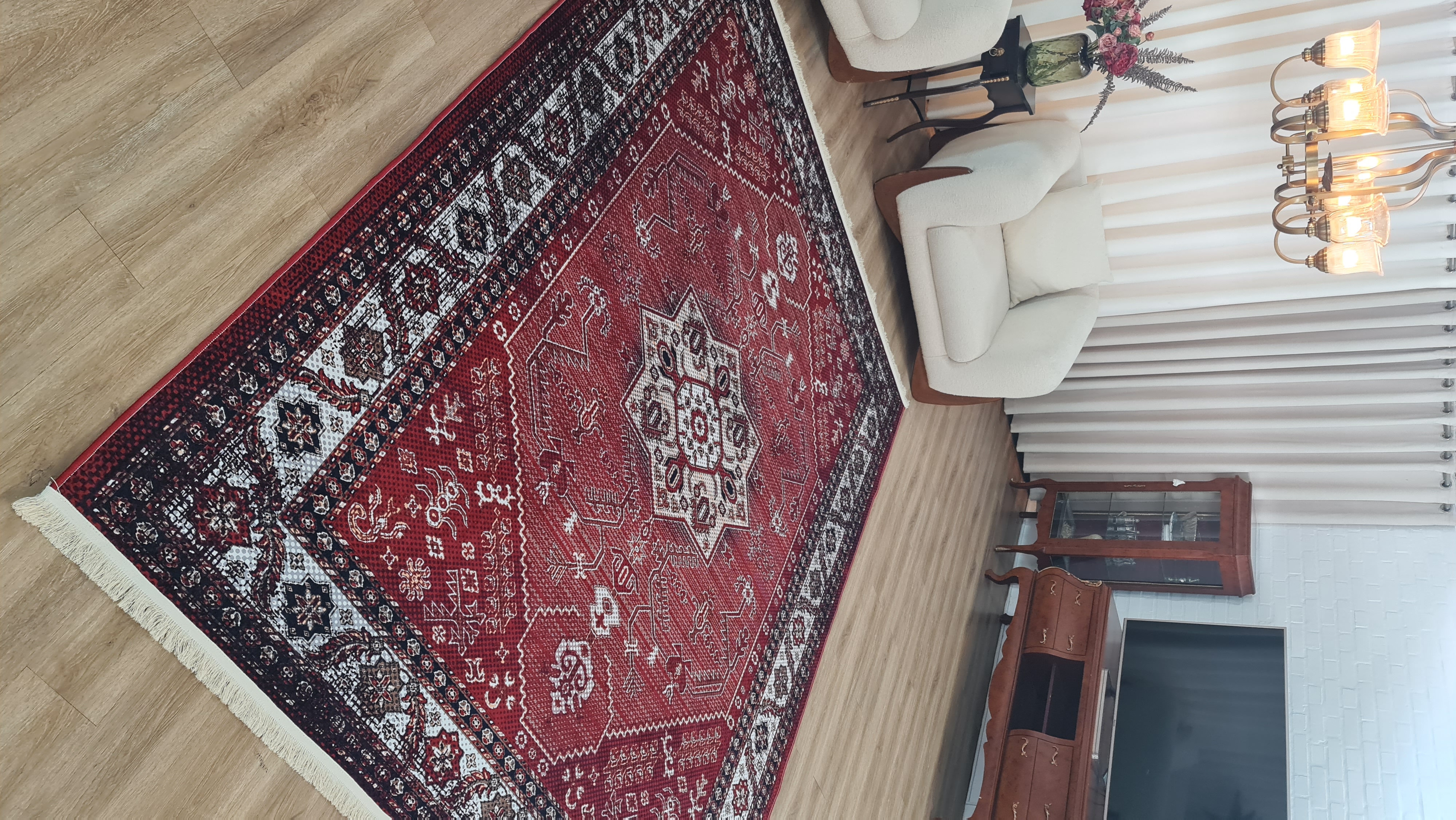خرید ارزان فرشینه لاکی فرشینه آفتاب کدU116مخمل شانل ترک استپدار