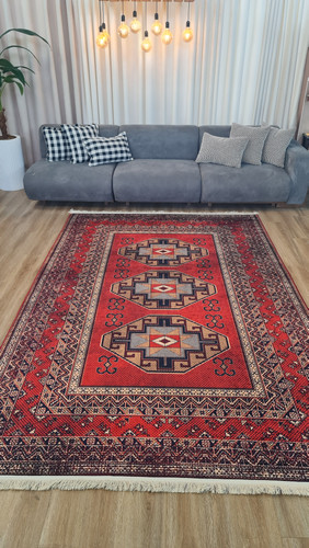 خرید ارزان فرشینه لاکی فرشینه آفتاب کد A155مخمل شانل ترک استپدار