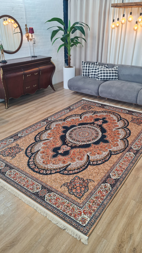 خرید ارزان فرشینه آبی فرشینه آفتاب کدA108مخمل شانل استپدار