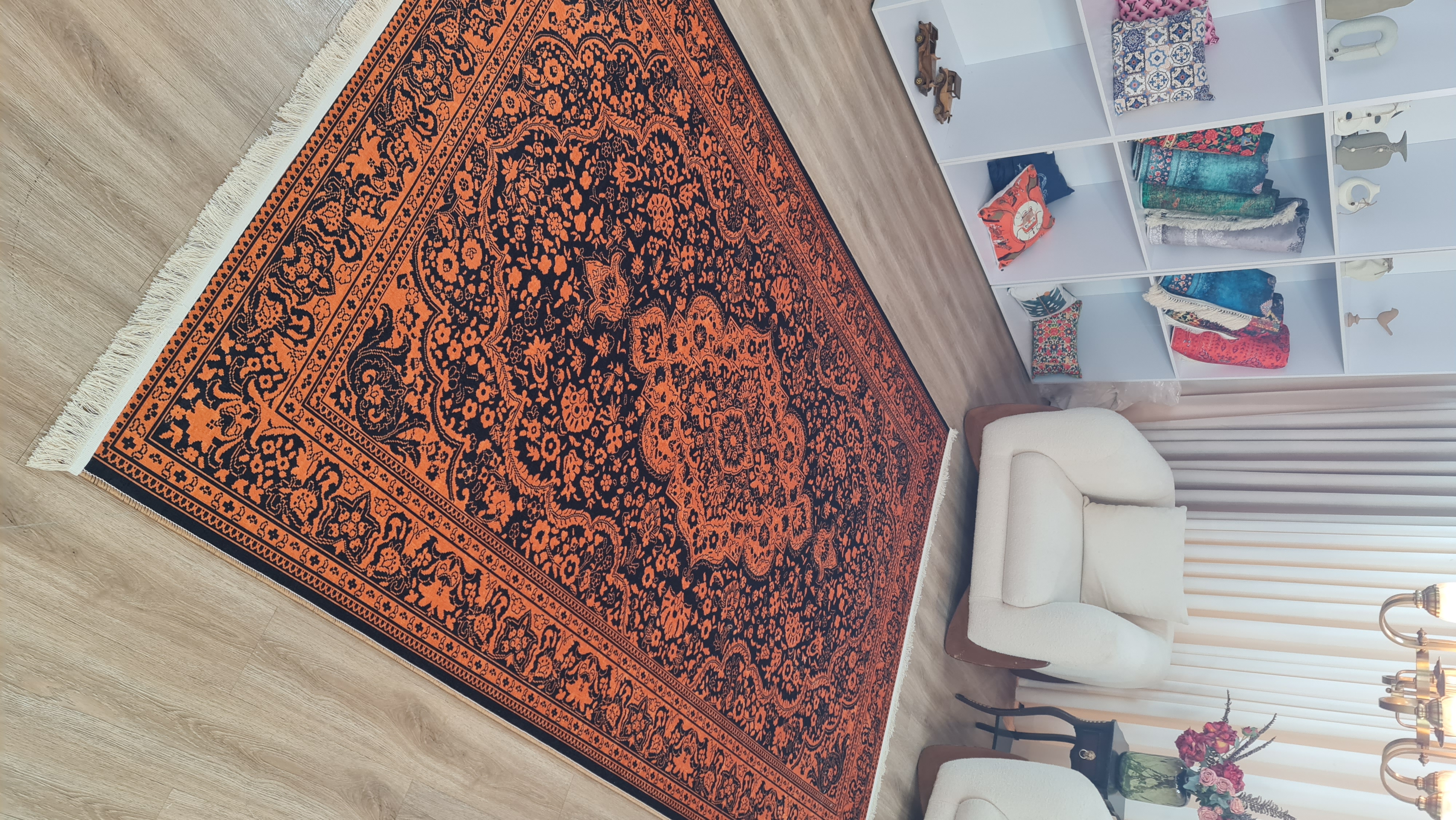 خرید ارزان فرشینه آفتاب  کدU568مخمل شانل استپدار
