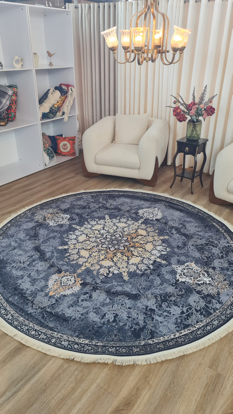 فرشینه گرد فرشینه آفتاب کدD268مخمل شانل استپدار