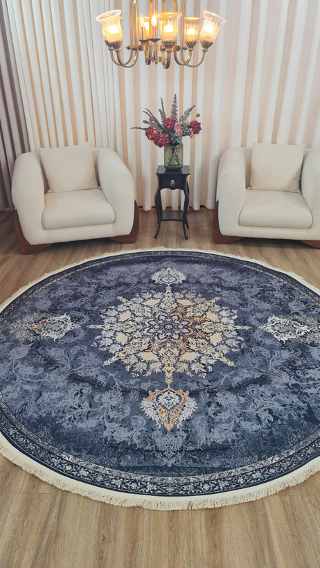 فرشینه گرد فرشینه آفتاب کدD268مخمل شانل استپدار