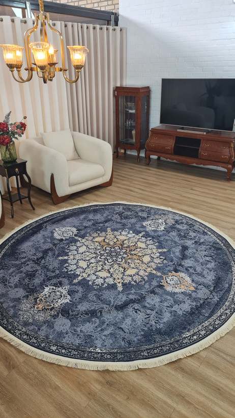 فرشینه گرد فرشینه آفتاب کدD268مخمل شانل استپدار